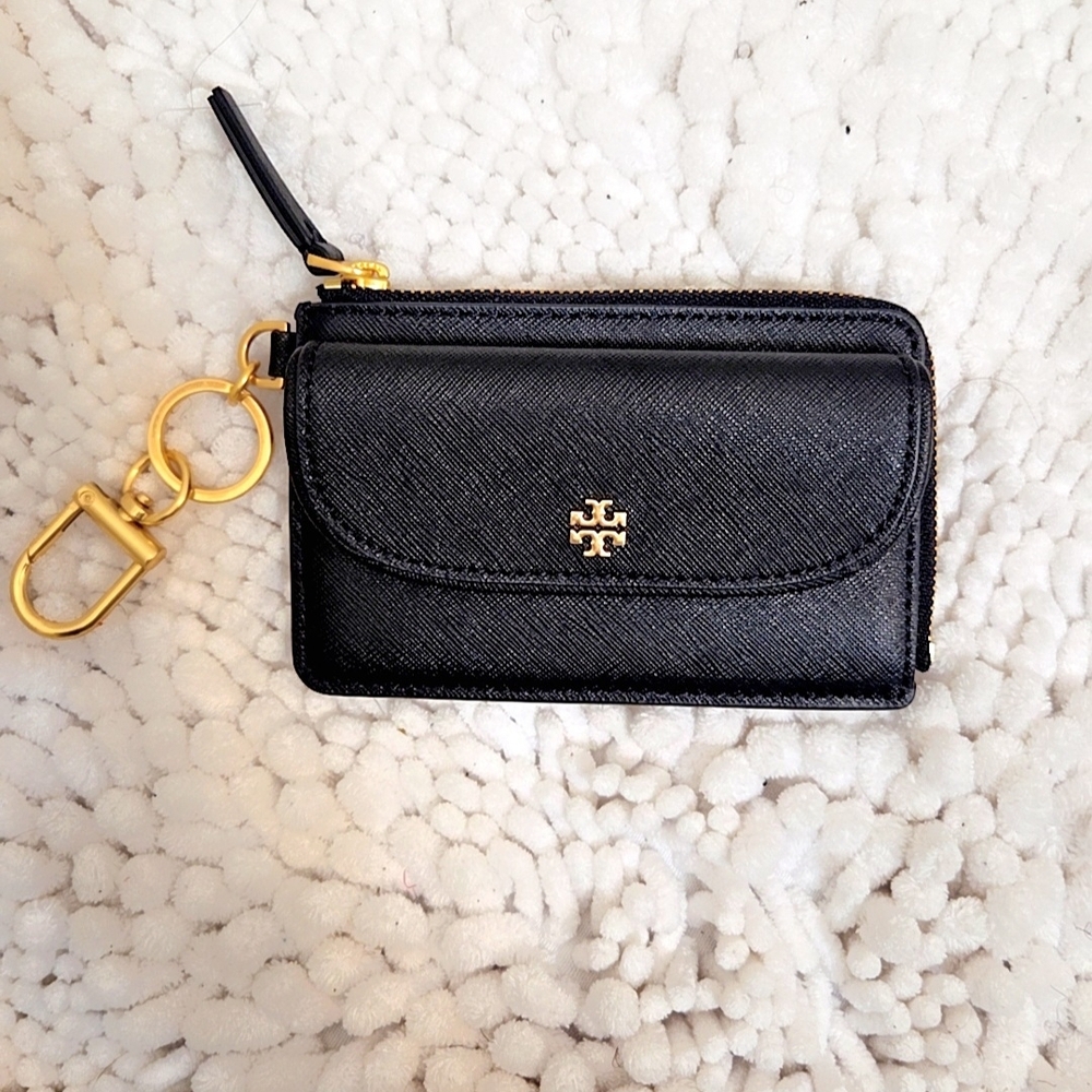 Tory Burch Black and Gold Card Wallet